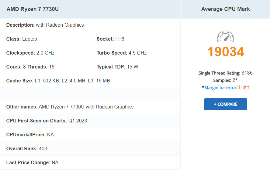 AMD Ryzen 7 7730U行動版處理器效能曝光、代號Barcelo-R的8核心Zen 3架構準備登場 6 20230216 amd7730u 01