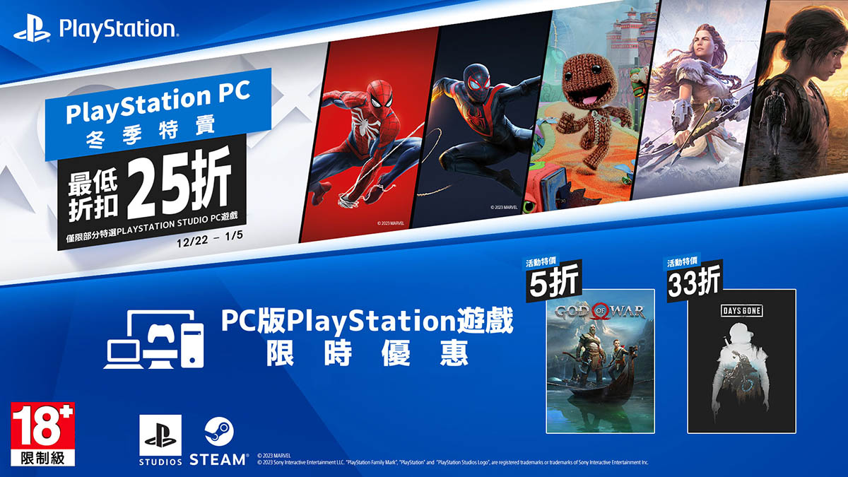Steam 2023冬季優惠開跑,PlayStation Studios遊戲同步祭出折扣優惠 1 20231222 NEWS 1 7