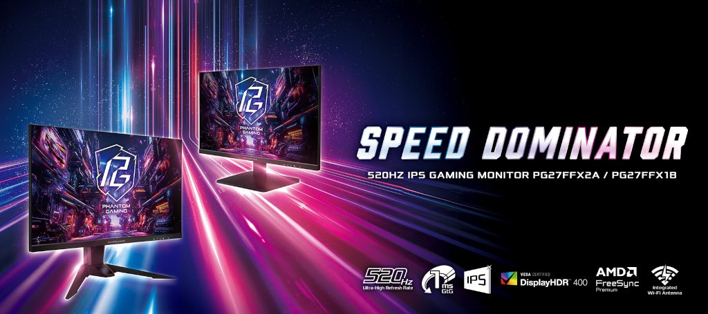 ASRock新推出2款520Hz IPS電競螢幕,PG27FFX2A/PG27FFX1B支援1080p解析度及內建Wi-Fi天線 1 20250101 asrock520hzmonitor 02