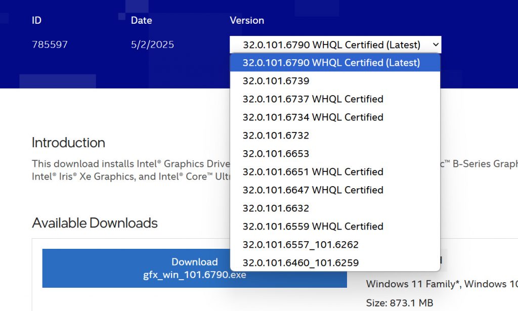 Intel Arc & Iris Xe Graphics驅動更新、v32.0.101.6790 WHQL發布,修復2款遊戲錯誤情況以及內顯相容性問題 4 20250503 intelarcdriveupdate02