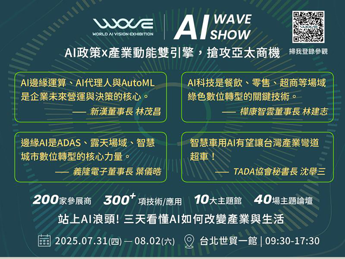 AI WAVE SHOW – 全台最大AI展7月31日世貿一館即將登場 1 20250730 NEWS 1 11