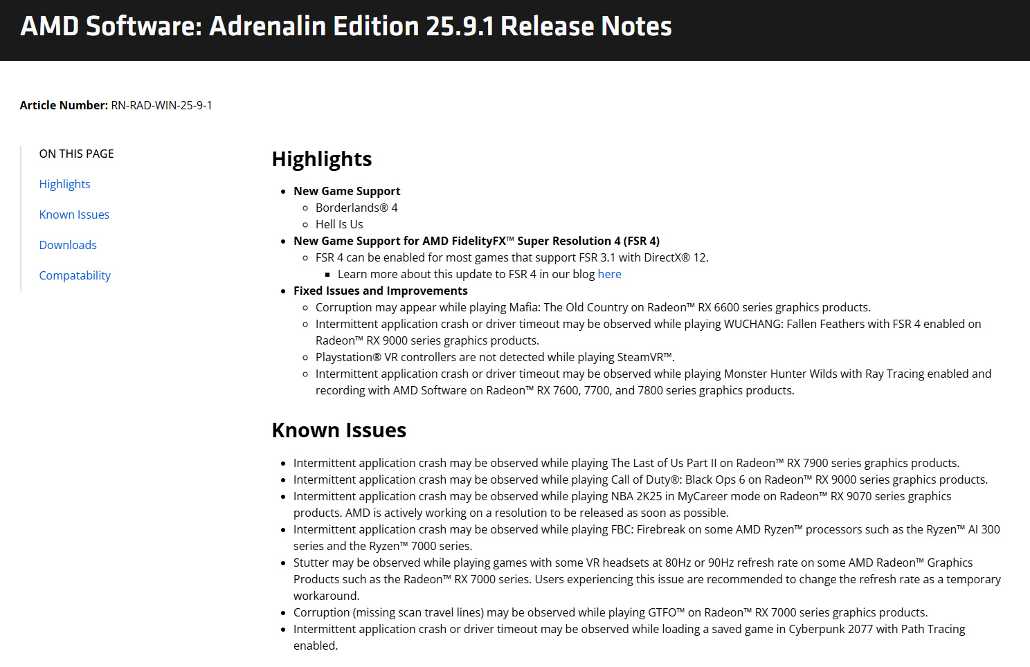 AMD Software: Adrenalin Edition 25.9.1版驅動軟體支援《邊緣禁地4》、《Hell Is Us》,並在逾85款支援FSR 3.1的DirectX 12遊戲中啟用FSR 4功能 1 20250909 amddriverupdate 01