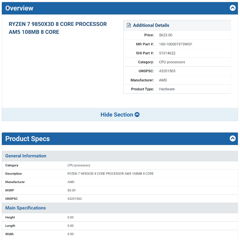 AMD Ryzen 7 9850X3D售價曝光、國外經銷商率先開跑,預計CES 2026正式發布 3 20251218 tech 9850x3dsale 03a