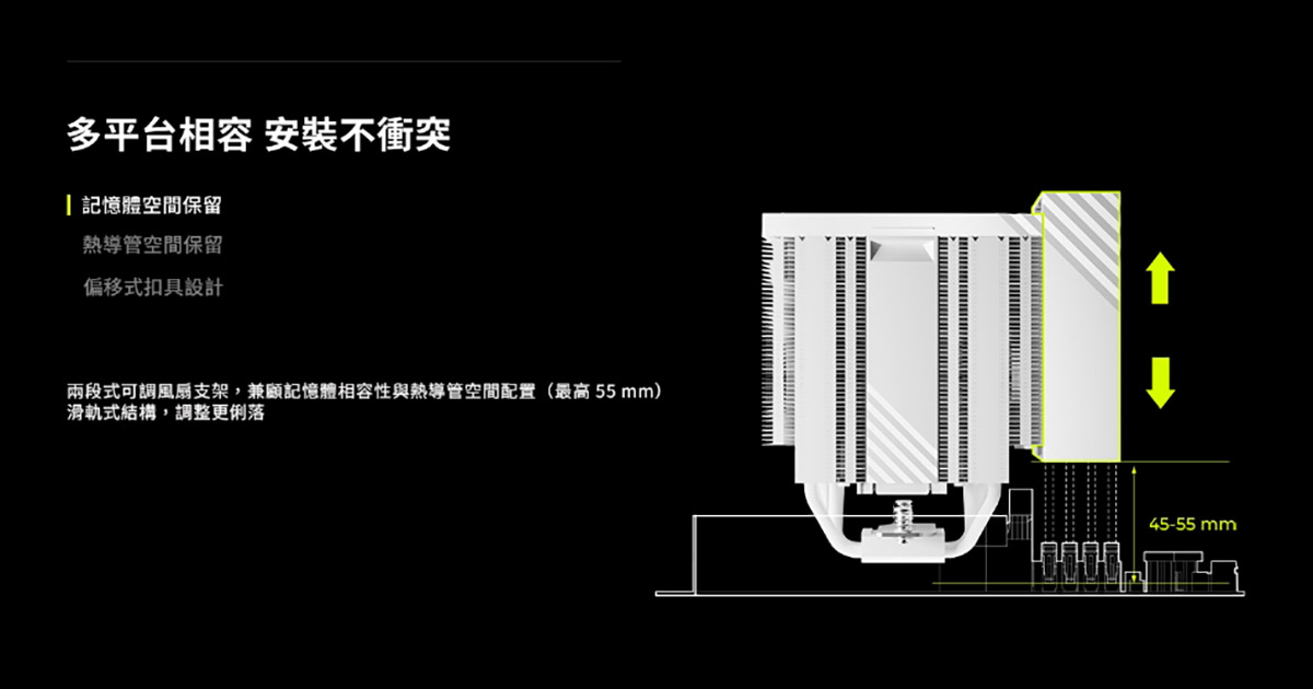 風冷極境的絕對統治:TRYX TURRIS液晶雙塔 — 滑軌快拆與0.4mm重工鰭片,鑄造TDP280W極靜頂規塔扇 15 20260413 NEWS 2 11