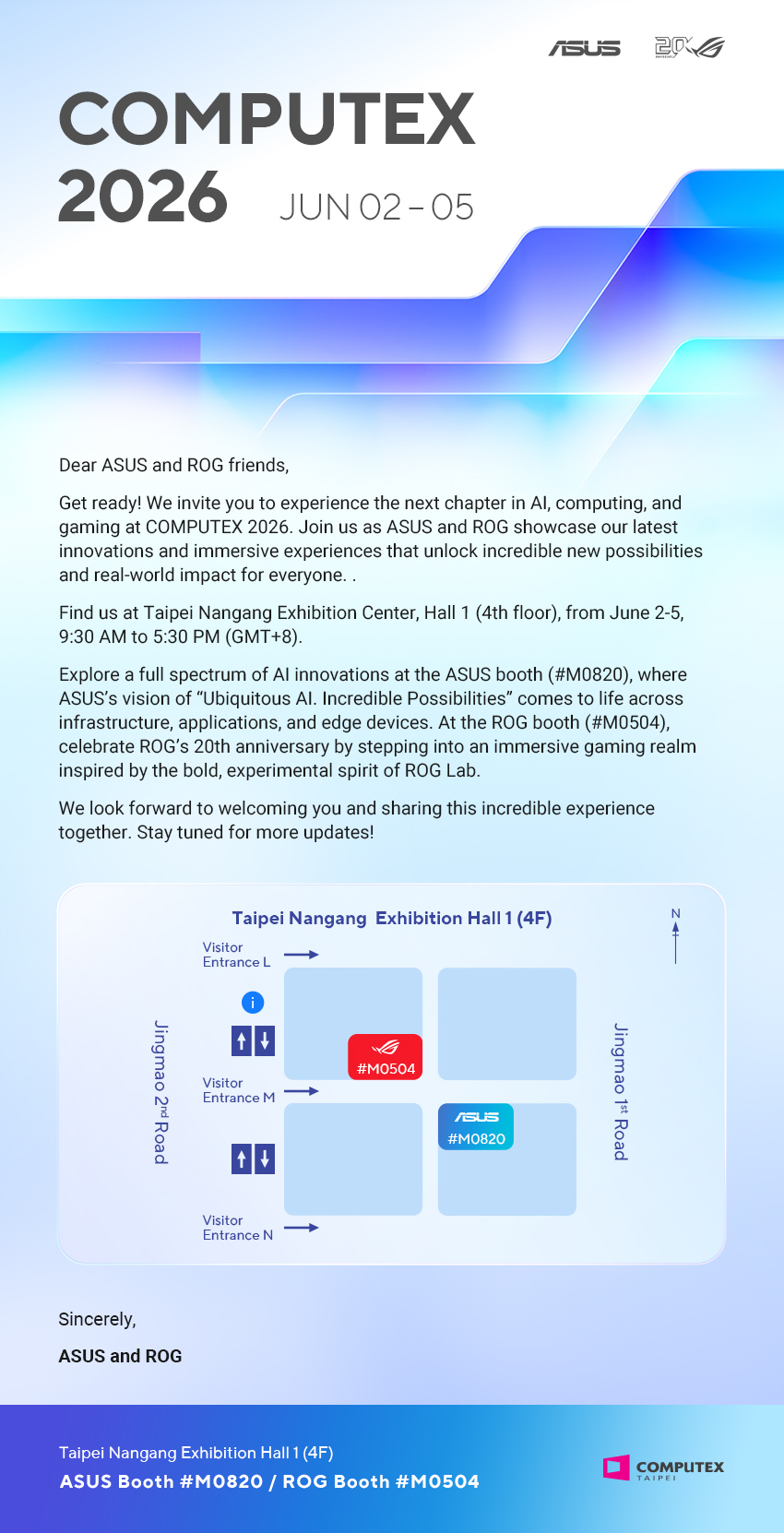 AI創新與電競傳奇的巔峰交會,華碩與ROG強勢登場COMPUTEX 2026 1 20260522 news asus01
